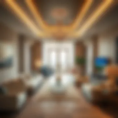 Elegance Within: Interior of Emaar Beachfront Mansion Luxurious interior design with elegant furnishings in the beach mansion