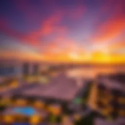 Panoramic view of Jumeirah Beach at sunset