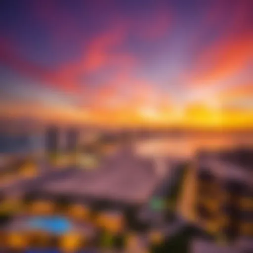Panoramic view of Jumeirah Beach at sunset