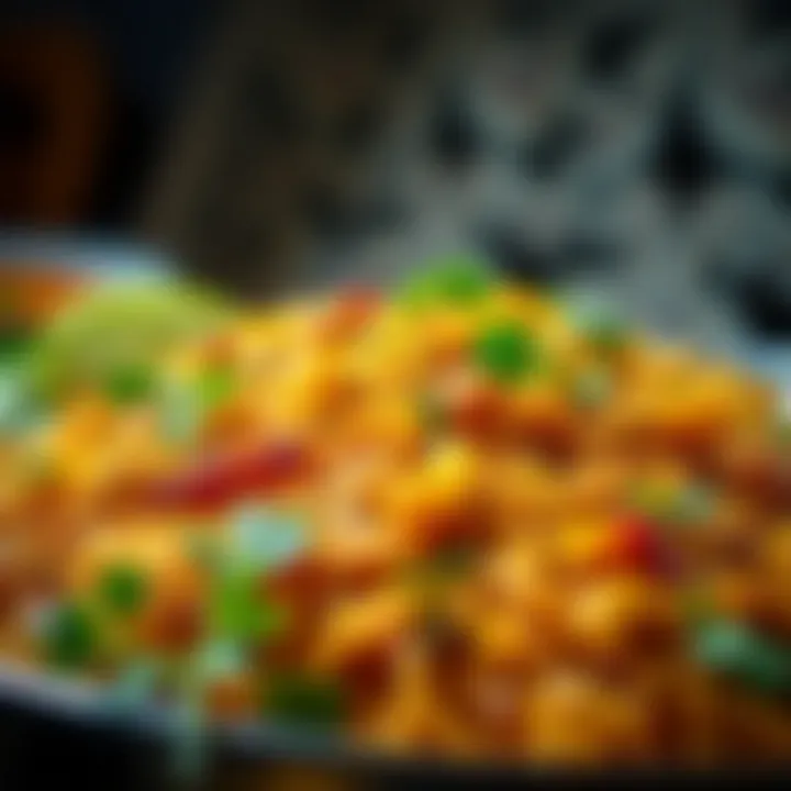 Biryani Bliss: A Culinary Icon A close-up of a delicious biryani dish garnished with fresh herbs and spices