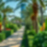 Lush greenery and pathways in Khalifa Park
