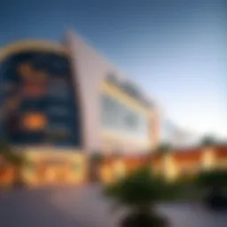 Majestic exterior architecture of the mega mall showcasing modern design