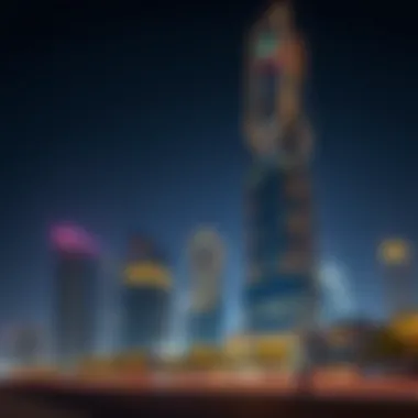 O14 Tower at Night: A City Landmark O14 Tower illuminated at night, enhancing Dubai's skyline