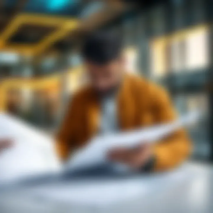 Investor Examining Blueprints Investor examining blueprints of off-plan property