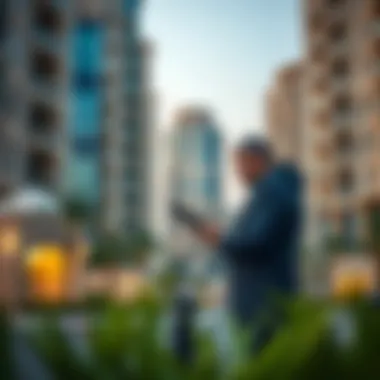 Investment Opportunities Near Park Zabeel An investor examining real estate options close to Park Zabeel, symbolizing investment potential