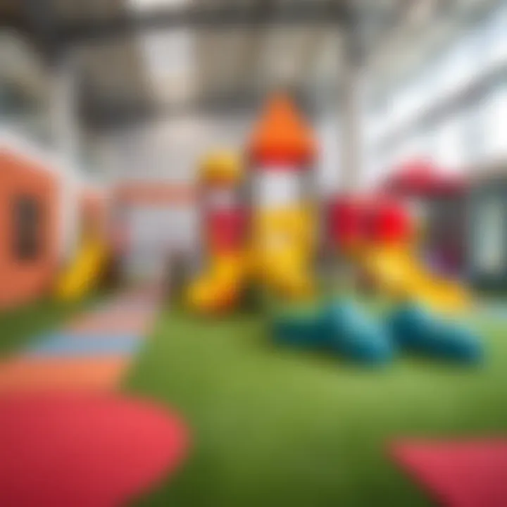 Safety in Children's Play Areas Safe play area featuring soft surfaces and climbing structures
