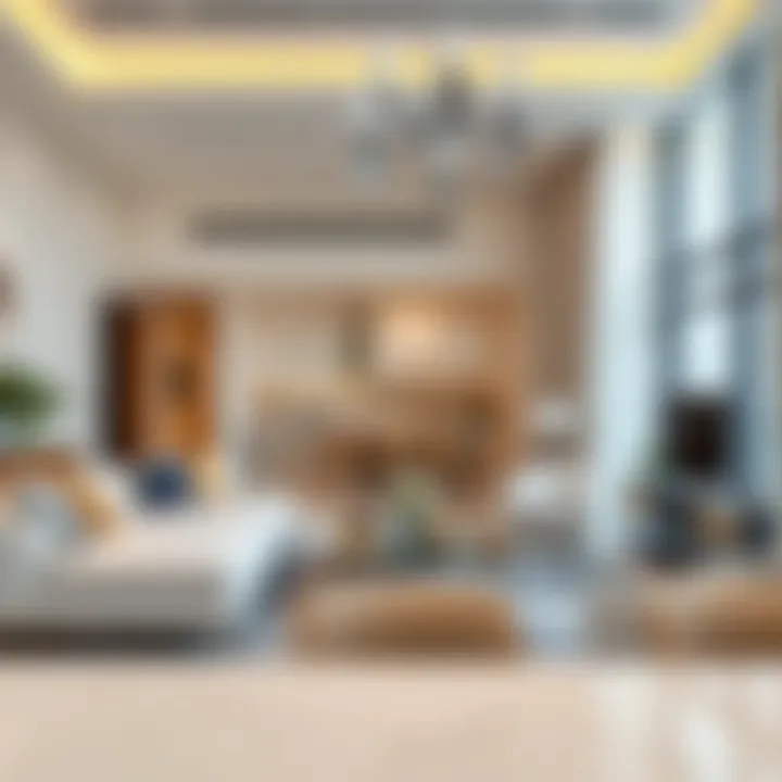 Elegant Interiors of High-End Properties Interior of a modern upscale apartment highlighting elegant design and high-quality finishes