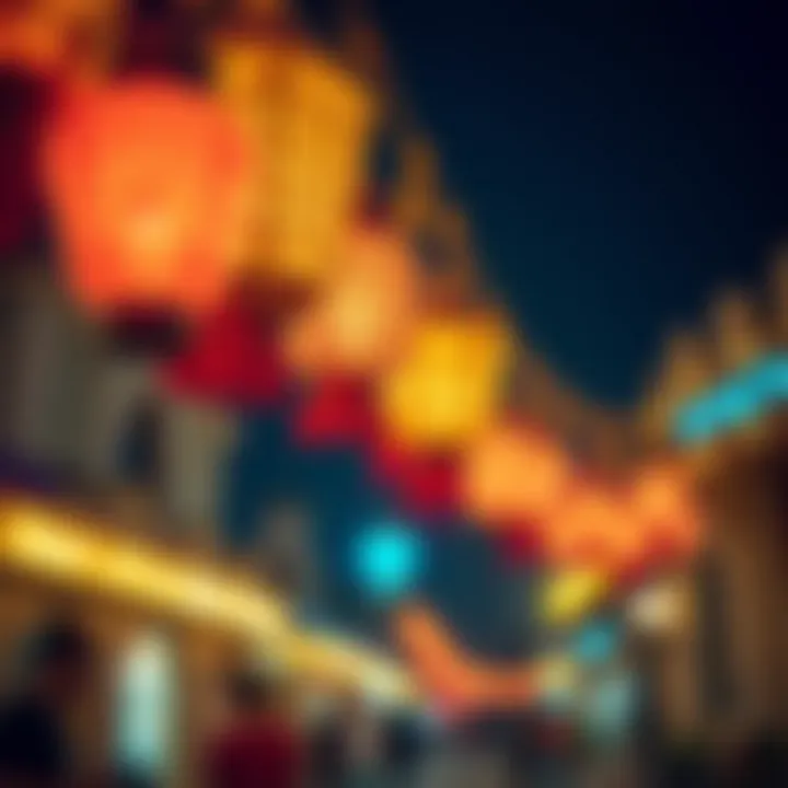 Ramadan Lanterns: Brightening the Night Festive lanterns illuminating a street during Ramadan