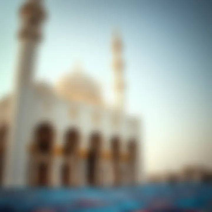 Mosque: A Hub of Spirituality and Community A serene mosque adorned with crescent moon motifs