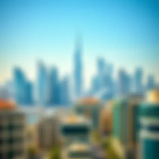 Overview of iconic Dubai skyline featuring modern architecture
