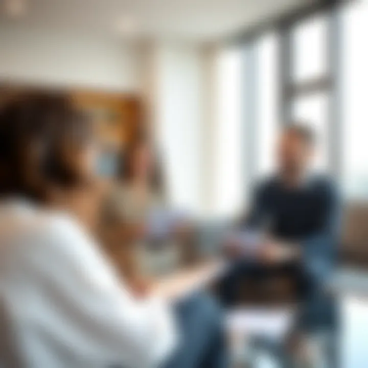 Tenants Engaging in Rental Discussions Happy tenants discussing rental terms in a modern apartment setting