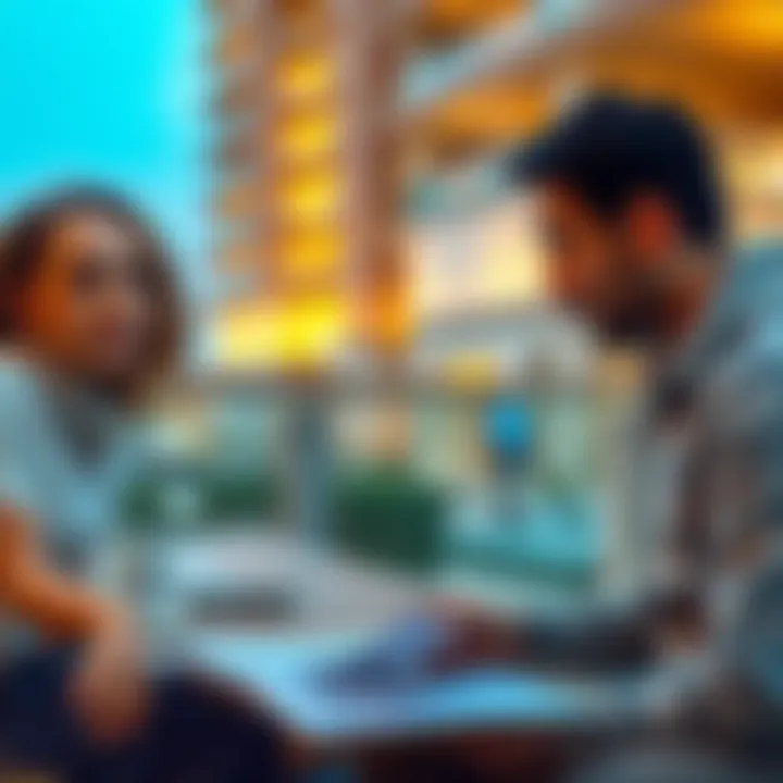 Landlord and tenant discussing rental agreements