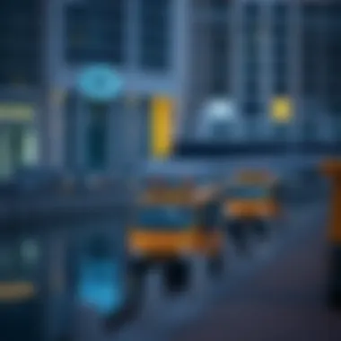 Connection point of water taxi and other transport modes in Dubai Marina