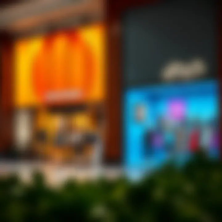 Vibrant storefronts at Dubai Outlet Mall showcasing fashion collections