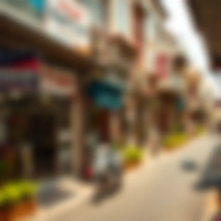 A lively neighborhood scene that illustrates the dynamics influencing shop rentals. Vibrant neighborhood dynamics