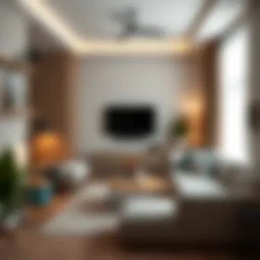 A minimalistic small studio featuring multifunctional furniture