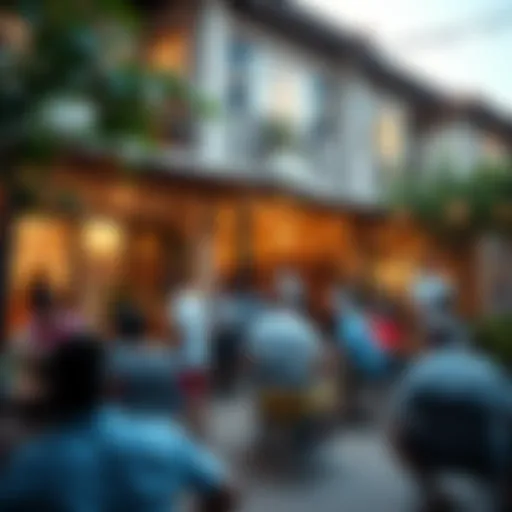 A vibrant society house bustling with community activities