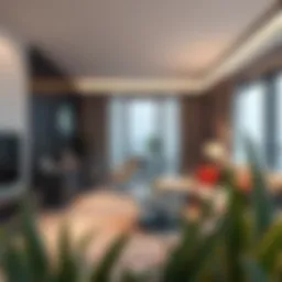 Contemporary studio apartment interior design showcasing modern furnishings