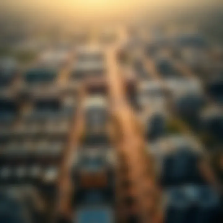 Aerial view of Taraf Dubai with real estate developments