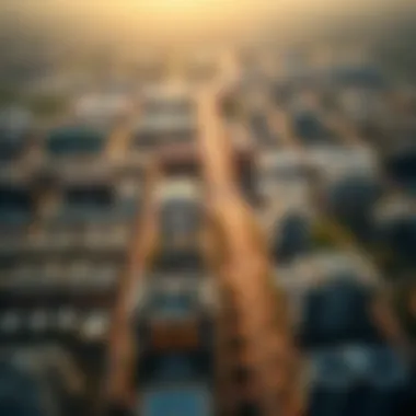 Aerial Perspective of Taraf Dubai Aerial view of Taraf Dubai with real estate developments