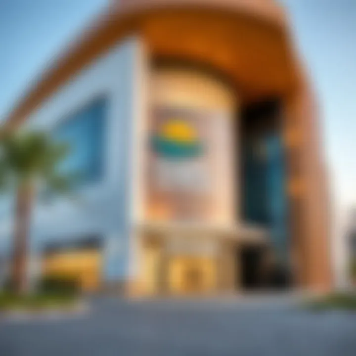 Exterior view of Tasjeel Abu Shagara center showcasing its modern architecture