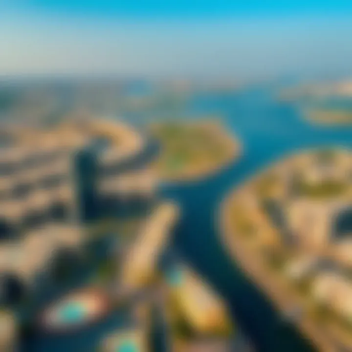 Aerial view of Dubai's urban landscape highlighting creekside developments