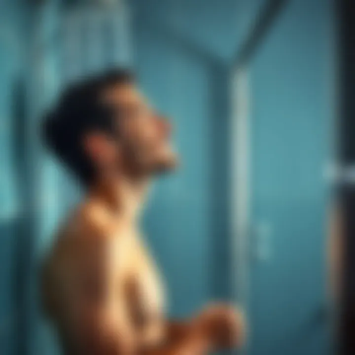 Traveler enjoying a refreshing shower at the airport