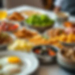 A vibrant spread of traditional Arabic breakfast dishes showcasing rich flavors and textures.