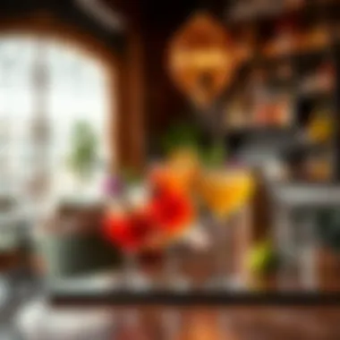 Crafted Cocktails in Stylish Bars Chic bar with vibrant cocktails