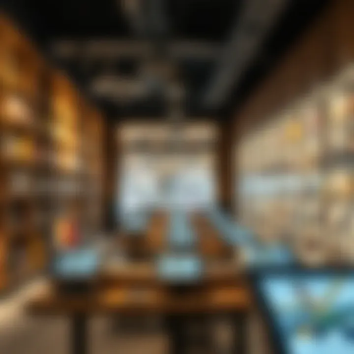 Modern Bookstore with Digital Reading Devices A modern bookstore with digital reading devices