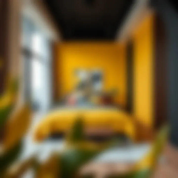 Energizing Yellow: A Bold Choice for Bedroom Aesthetics A vibrant bedroom featuring a bold yellow and gray color scheme
