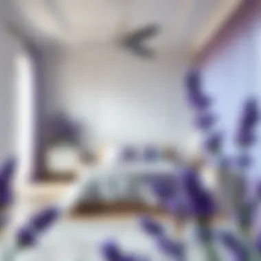 The Soothing Effect of Lavender in Bedroom Design An elegant bedroom with a calming lavender and white color combination