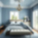 The Tranquility of Blue in Bedroom Designs A serene bedroom showcasing a soft blue color palette