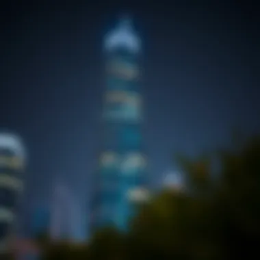 Damas Tower at Night Damas Tower illuminated at night, highlighting its modern design