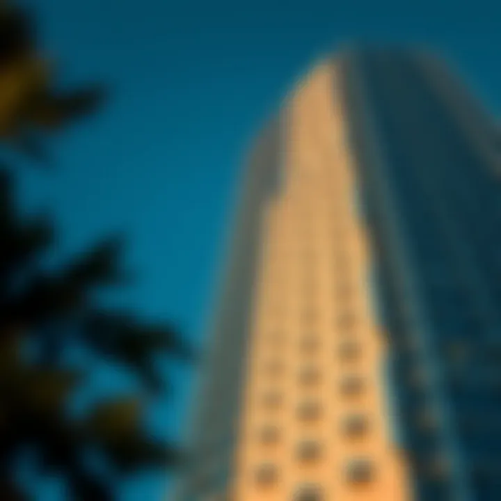 Intricate Facade of Desert Sun Tower Architectural details of the Desert Sun Tower's facade