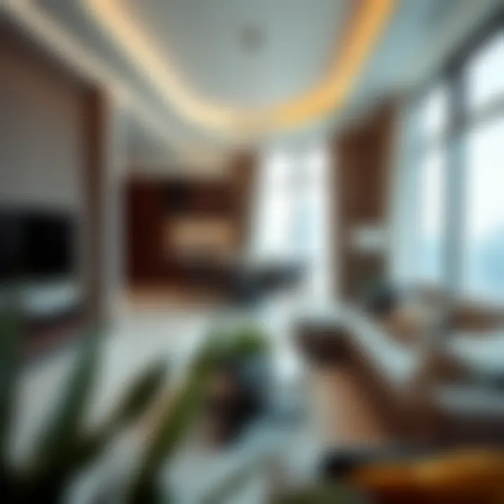 Stylish Living Space in Al Warqa Interior view of a stylish 1 BHK apartment showcasing living space