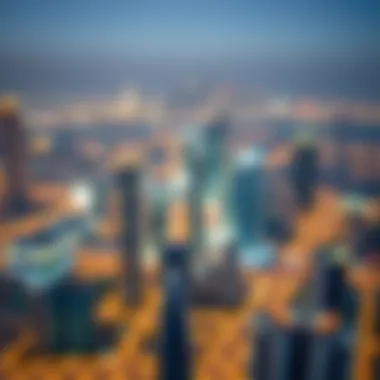 Dubai Skyline and Gym Locations Aerial view of Dubai skyline highlighting potential gym locations