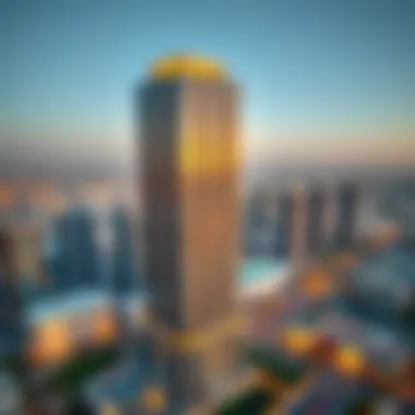 Aerial Perspective of Marquise Square Tower Aerial view showcasing Marquise Square Tower's location in Dubai