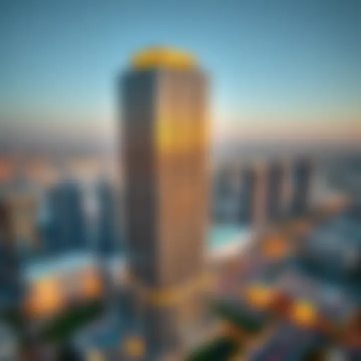 Aerial Perspective of Marquise Square Tower Aerial view showcasing Marquise Square Tower's location in Dubai