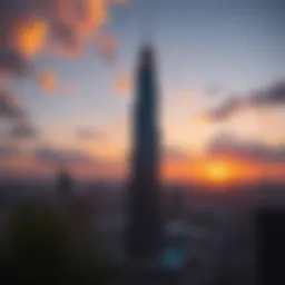 Majestic view of Marquise Square Tower at sunset