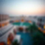 Aerial view of the Golf Souk showcasing its unique architectural design