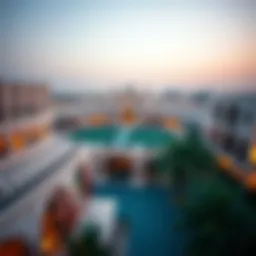 Aerial view of the Golf Souk showcasing its unique architectural design