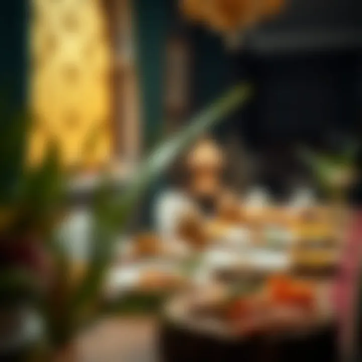 Traditional Suhoor Table Setting A beautifully arranged table for suhoor featuring traditional Middle Eastern dishes.