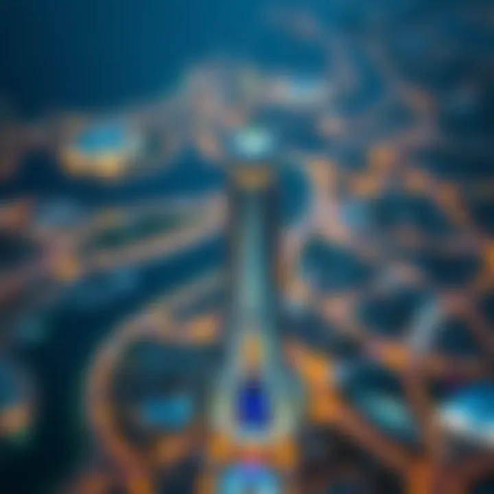 Aerial view emphasizing the strategic location of Tower Laguna within Dubai