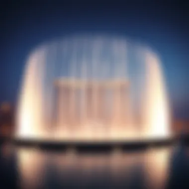 Dubai Fountain Illuminated at Dusk Stunning view of Dubai Fountain at dusk