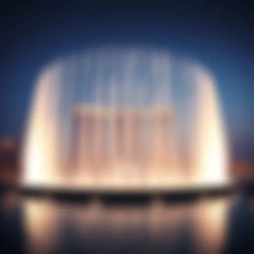 Dubai Fountain Illuminated at Dusk Stunning view of Dubai Fountain at dusk