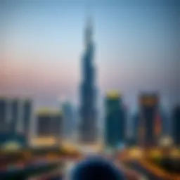 Iconic Burj Khalifa towering above the city skyline