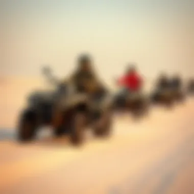 Adventure seekers enjoying desert activities in winter