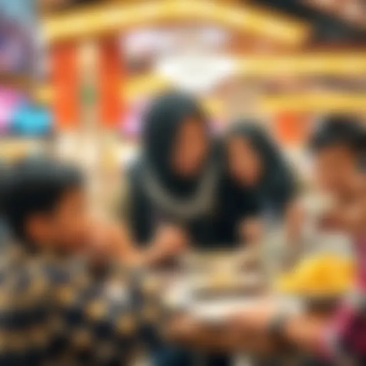 Families enjoying meals together in Festival City Food Court