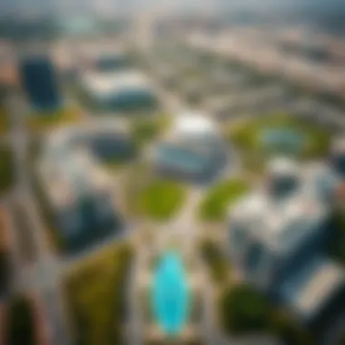 Aerial View of Firas Motor City Aerial view of Firas Motor City showcasing its modern architecture and lush green spaces.